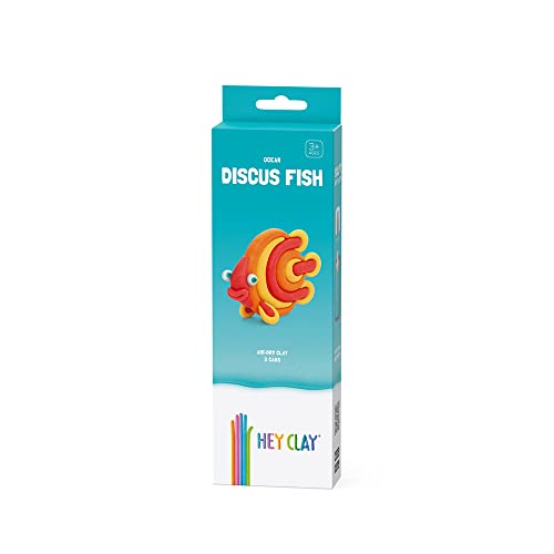 Hey Clay Discus Fish Modelliermasse klein Set Fisch Disco Modelliermasse für Kinder im Kleinpaket mit 1 Motiv mit 3 Farben Set Fisch Disc mit interaktiver App Ungiftig von Hey Clay