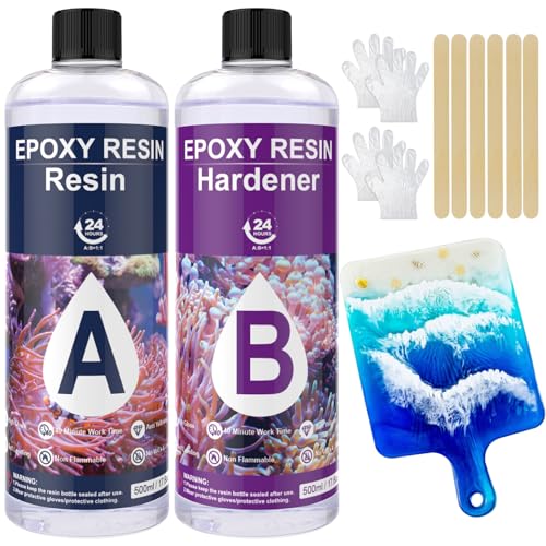 Epoxidharz mit Härter 1000ml/34oz, Epoxidharz Set Anfänger - 1: 1 Verhältnis Premium Harz Kristallklares Gießharz für Holz, Kunst, Aquarium, Handwerk, Schmuckherstellung, Flusstische Harz von HeyBalon