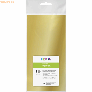 10 x Heyda Seidenpapier 18g/qm 50x70cm gold VE=5 Bogen von Heyda