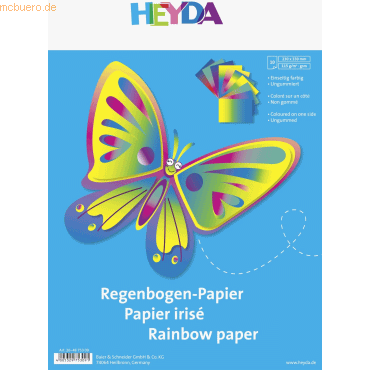 25 x Heyda Regenbogenpapier 22,5x32,5cm 115g/qm VE=10 Blatt farbig sor von Heyda