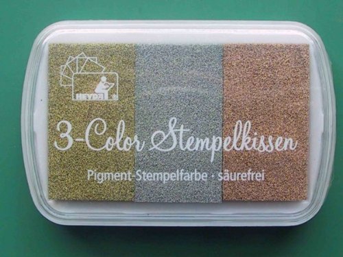 3-farbiges Stempelkissen 'Metallic', gold, silber und bronze (ungiftig) von Heyda