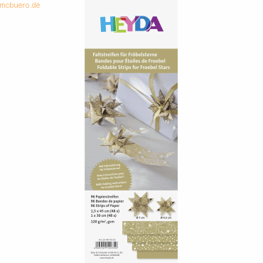 5 x Heyda Faltstreifen Fröbelsterne 1,5x45cm gold VE=96 Stück von Heyda