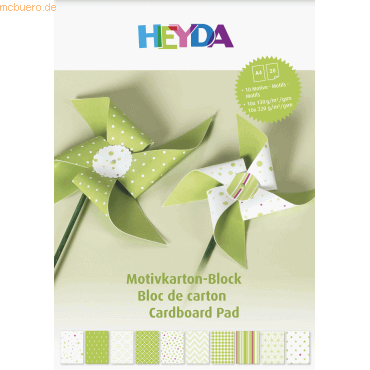 5 x Heyda Motivkarton-Block A4 100/220g/qm 20 Blatt grün von Heyda