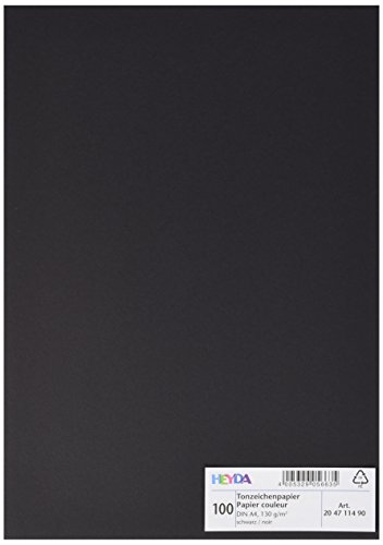 Heyda 204711490 Tonpapier (DIN A4, 130 g qm, 100 Blatt) schwarz von Heyda