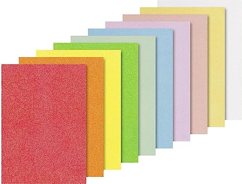 Heyda Glitterkarton Sortiment Iris, A4, 10 Blatt, Neon-/Pastellfarben irisierend von Heyda