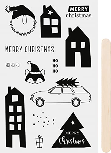 Heyda Rubbel-Sticker "Xmas", schwarz 1 Bogen von Heyda