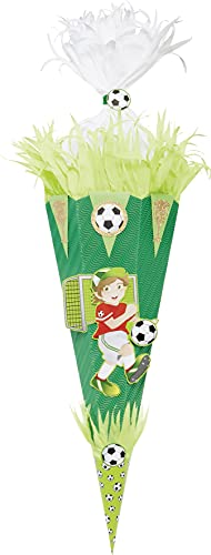 Heyda Schultüten Bastelset Fußball, Komplettbastelset, Schultüten selbst basteln, Schultüten inkl. Schultütenrohling aus 3D Wellpappe, Motivbögen und Bastelzubehör + Uhu Bastelkleber (Fußball) von Heyda