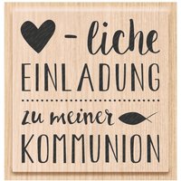 Holzstempel "Herzliche Einladung Kommunion" von Beige