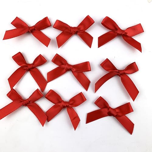 Heyiwell 100 Stück rote Mini-Satinschleifen zum Nähen von Blumen, Applikationen, Scrapbooking, Basteln und Geschenken, Dekoration, 4,5 x 4 cm von Heyiwell