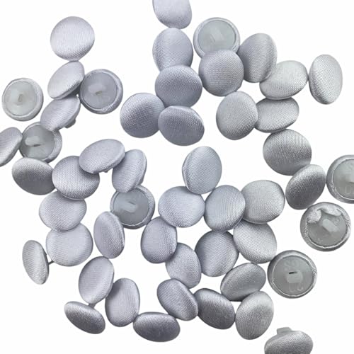 Heyiwell 20 Stück/Set weiße Satin-Stoffknöpfe mit Schaft und gleichfarbiger Schnalle, Seil für Brautkleid, Kleider, Smoking, Anzug, Kleidung, Knopf, 12,5 mm, Weiss/opulenter Garten von Heyiwell