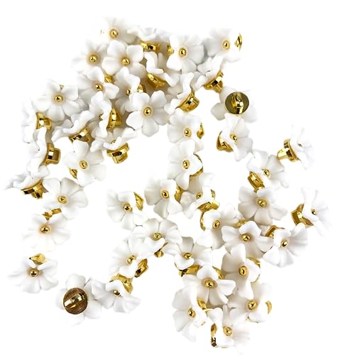 Heyiwell 50 Stück Blumenknöpfe aus Metall für Hochzeit, Hemd, Basteln, Nähen, Scrapbooking, 13 mm, mattweiß von Heyiwell