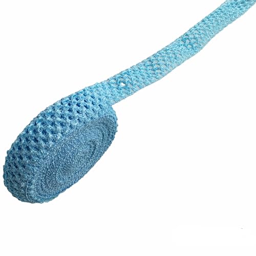 Heyiwell Elastisches Häkel-Stirnband, 10 m, gehäkelt, Stretch-Besatz für Haar-Accessoires, Baby-Bund, Geschenkverpackungen, Bastelarbeiten, 40 mm, Hellblau von Heyiwell