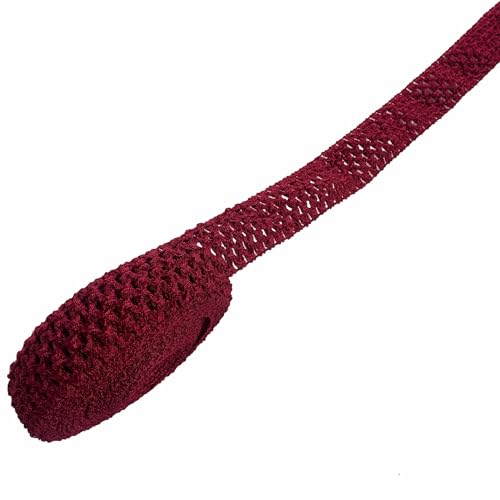 Heyiwell Elastisches Häkel-Stirnband, 10 m, gehäkelt, Stretch-Besatz für Haar-Accessoires, Baby-Bund, Geschenkverpackungen, Bastelarbeiten, 40 mm, Weinrot von Heyiwell