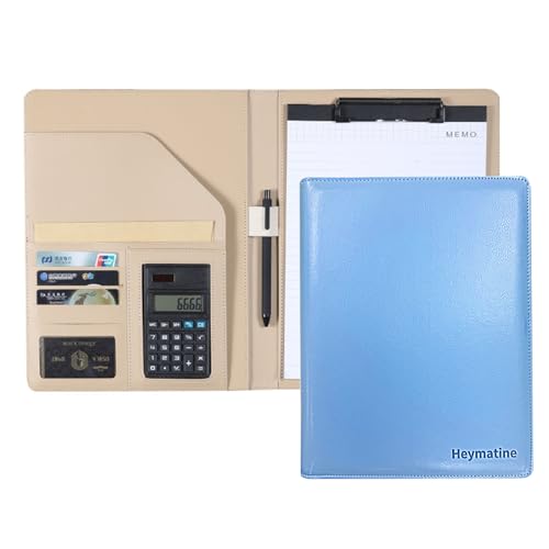 Heymatine Clipboard A4 mit Deckel, Ordner A4 Schreibmappe Clipboard-Ordner, PU-Leder Konferenzordner A4 mit Dokumentenfächern, Stifthalter (Blue) von Heymatine