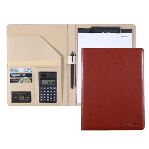 Heymatine Clipboard A4 mit Deckel, Ordner A4 Schreibmappe Clipboard-Ordner, PU-Leder Konferenzordner A4 mit Dokumentenfächern, Stifthalter (Brown) von Heymatine