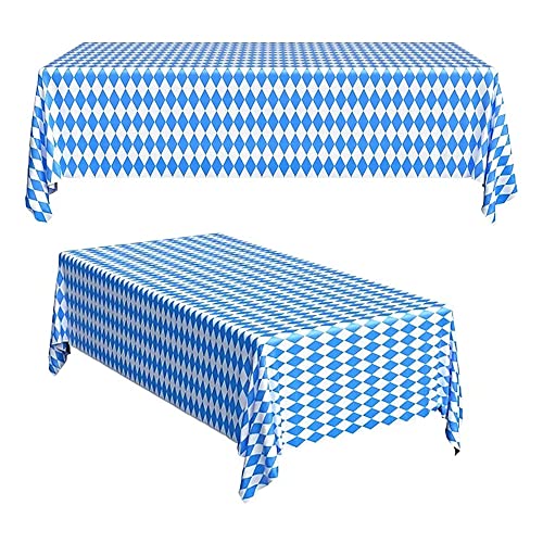 Hezhou 2 Stück Oktoberfest Tischtuch Bayrisch Blau Tischdecken Dekoration Party Bayrisch Tischdeko Bayern Tischtuch Blau Weiß Bayernraute Partytischdecke für Bierzelten Bier 220 cm * 130 cm von Hezhou