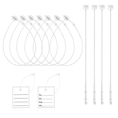 Hezhou 2000 Stück Sicherheitsfäden Transparent Loop Pins Loop Lock von Länge 180mm Sicherheitsfäden für Etiketten Loop Ring Fäden Faden Preisschild für Kleidung Schuhe und andere Produktetiketten von Hezhou