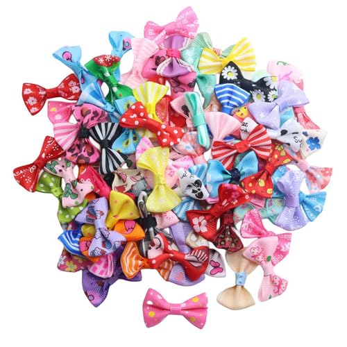 Hezhou 100 Stück Mini Bandschleifen Mini Satinband Schleifen Doppelseitige Kariertes Bogen Schleifen aus Satinband Farbe mini Band Bowtie für Nähen, Scrapbooking, Hochzeit Deko (sieben Farben) von Hezhou