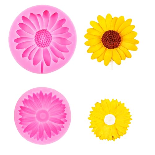 Hezhou 2 Stück Gänseblümchen Silikon Mould Mini Blumen Silikon Blumen Silikon Gießformen Flowers Resin Molds 3D Blumen Fondant Formen Silikon Seife Kuchen Dessert Formen DIY Mould (rosa) von Hezhou