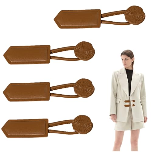 Hezhou 4 Paar Leder Knebelverschlüsse Toggle Buttons Leder Knebelknopf Knebelverschluss Leder Knebelverschlüsse Leder Knebelknöpfe Dufflecoat für Schuhe Mantel Jacke DIY Craft (Braun) von Hezhou