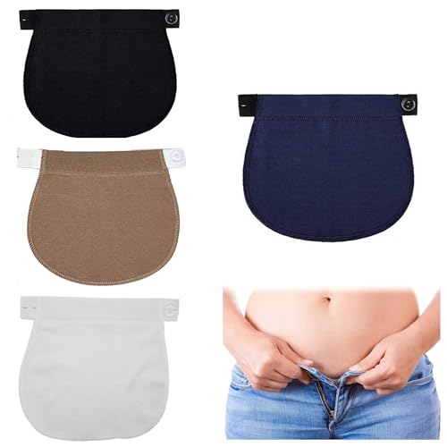 Hezhou 4 Stück Hosenbunderweiterung Set HosenverläNgerung mit Knopfverlängerung Hosenbunderweiterung Wird Knopfverlängerung für Hosen Geeignet für Männer Frauen (schwarz, blau, weiß, khaki) von Hezhou