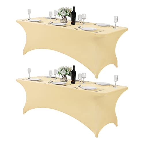 Hezuzo Spandex-Tischdecke für 2,4 m oder 1,2 m oder 1,8 m große Tische, universelle Stretch-Tischdecke für Party, Bankett, Hochzeit und Veranstaltungen, 2 Stück Hezuzo Spandex-Tischdecke für 2,4 m oder 1,2 m oder 1,8 m große Tische, universelle Stretch-Tischdecke für Party, Bankett, Hochzeit und Veranstaltungen, 2 Stück von Hezuzo