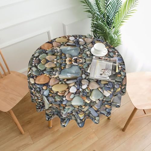 Hgbbdyyjj Pretty Stones Tischdecke, bedruckt, rund, knitterfrei, waschbar, strapazierfähig, Polyester von Hgbbdyyjj