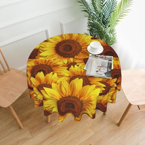 Hgbbdyyjj Tischdecke, Motiv: gelbe Sonnenblume, rund, knitterfrei, waschbar, strapazierfähig, Polyester von Hgbbdyyjj