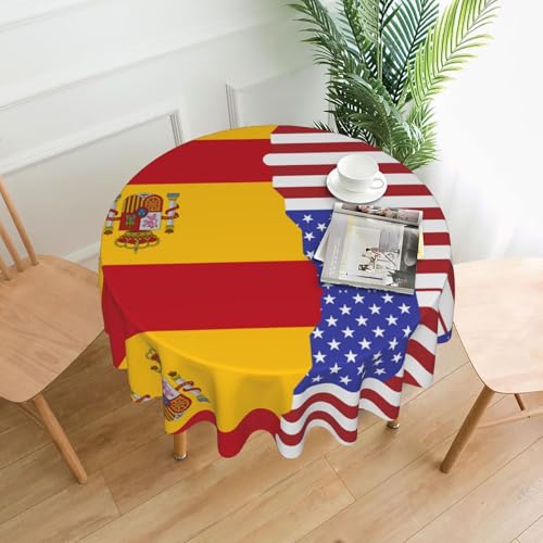 Hgbbdyyjj Tischdecken mit Spanien-Flagge, personalisierbar, rund, knitterfrei, waschbar, strapazierfähiges Polyester von Hgbbdyyjj