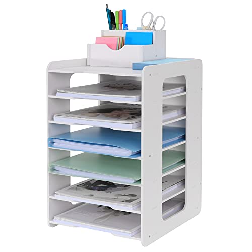 Schreibtisch-Organizer, Briefablage, Dokumentenhalter, A4-Papierablage, für Zuhause, Büro, Schule, 7 Ablagefächer von Hggzeg