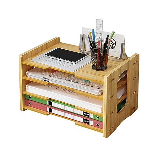 Schreibtisch-Organizer aus Holz, A4, Papier-Briefablage, Schreibtisch-Aktenhalter, Dokumentenregal, ordentlicher Organizer für Heimbürobedarf (js05, Kirschholz) von Hggzeg