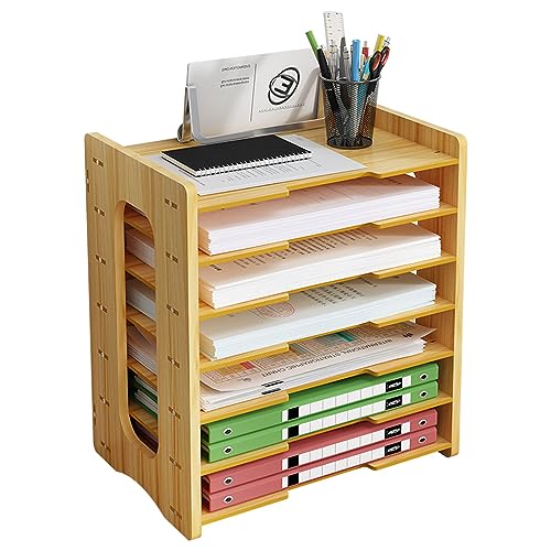 Schreibtisch-Organizer aus Holz, A4, Papier-Briefablage, Schreibtisch-Aktenhalter, Dokumentenregal, ordentlicher Organizer für Heimbürobedarf (js05-2, Kirschholz) von Hggzeg