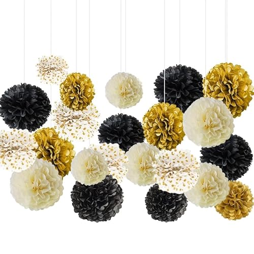 12 Er-Pack Seidenpapier-Pompons 4 Farben Seidenpapier-Blumen Dekoration 3 Größen Seidenpapier-Pompons Seidenpapier-Blumen Wanddeko Geeignet für Hochzeit Jubiläumsdekoration von HhBdy