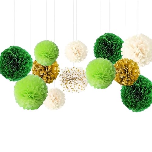 12er-Pack Seidenpapier-Pompons 5 Farben Seidenpapier-Blumen Dekoration 3 Größen Seidenpapier-Pompons Seidenpapier-Blumen Wanddeko Geeignet für Hochzeit Geburtstagsparty-Dekoration von HhBdy