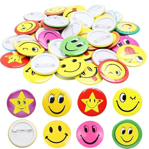 40-Teiliges Set Smiley-Abzeichen 4.5cm Rund Button Pins Smiley Pins Anstecker Smile Face Anstecker Metall Buttons Smiley-Rund-Button-PinsSmiley Pins Anstecker Geeignet für KleidungT,aschendekoration von HhBdy