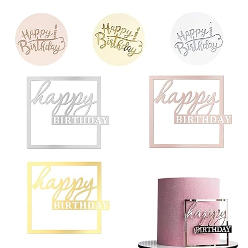 6 Happy Birthday Tortendeko 2 Stile Tortenaufsatz Geburtstag Tortendeko Geburstagstorte Tortenaufsatz Personalisiert Geburtstagstortenaufsatz Passend zur Kuchendekoration (Gold, Silber, Roségold) von HhBdy