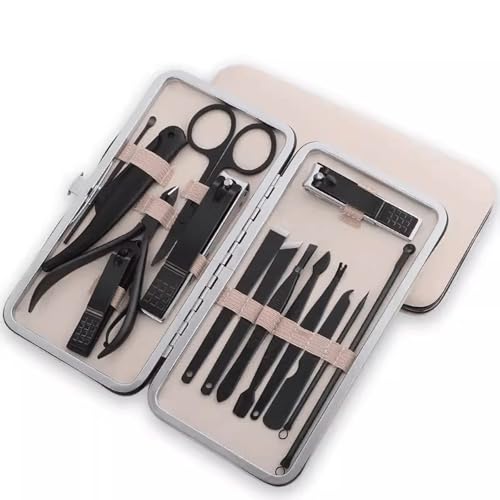 Maniküre Set Nagelknipser-Kit Nagelknipser-Set for Männer und Frauen, Augenbrauen-Trimmer for den Haushalt, Spritzschutz, Pediküre-Messer, tragbarer Fußnagelknipser Maniküre-Set(Schwarz) von Hhmmei2024-23