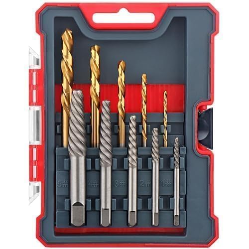 Hi-Spec 10-teiliges Schraubenausdreher Set mit HSS Bohrer Set - Größen 1-9 mm und 5-13 mm, Linksausdreher für Beschädigte Schrauben von Hi-Spec