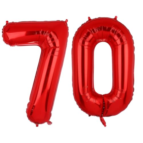 Luftballons mit Zahl 70, Rot, 101,6 cm, Jumbo-Digital-Folie, Mylar-Ballon für Geburtstagsparty, Hochzeit, Jahrestag, Feier, Dekoration von HiAoey