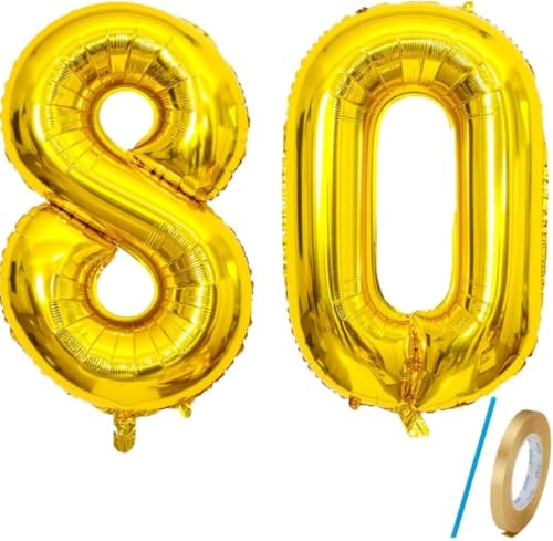 Number Balloons Gold 40 inch, Jumbo Digital Foil Mylar Balloon for Birthday Party Wedding Anniversary Celebration Decoration von HiAoey