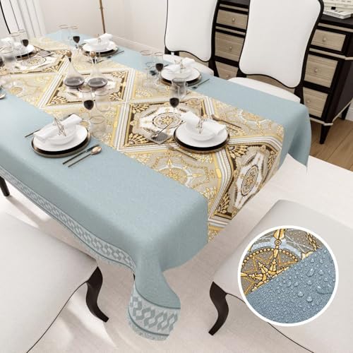 Tischdecke Rechteckige,Wasserdicht,Tischdecken aus PVC,Tischdecke für Esszimmer,Garten,Party,Hochzeiten oder Haushalt,Dunst Blau,120 x 140 cm von HiBeauty PRO