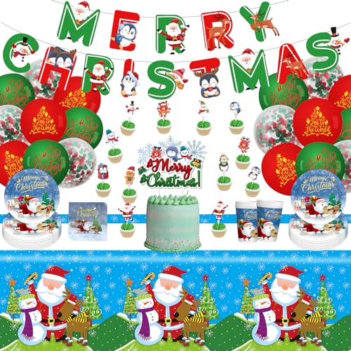 Hiaktnlh Weihnachts partygeschirr，weihnachts partygeschirr set，weihnachten deko kindergeburtstag,designed christmas geschirr set für zuhause, party supplies (SHENGDANJIE-D1) von Hiaktnlh