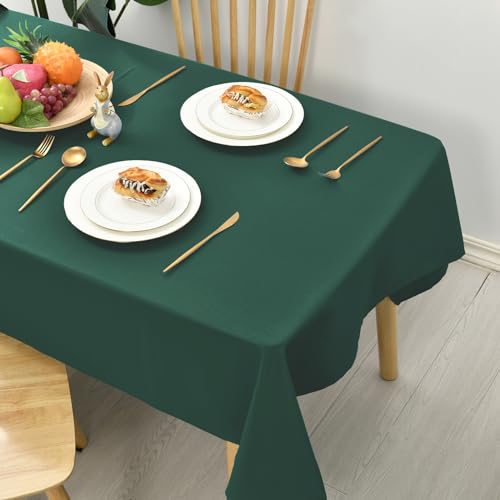 Hiasan Glatt Tischdecke Fleckenabweisend Tischtuch mit Lotuseffekt Leicht Wasserabweisend Tischwäsche, 130x160cm, Grün von Hiasan