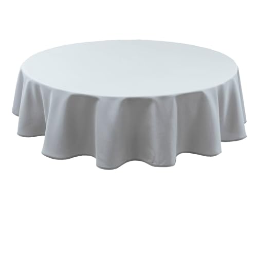 Hiasan Silver grau Wasserabweisend Tischdecke aus Polyester,Rund120cm,Anti-Falten Tischtuch,geeignet für Küche,Restaurant,Hochzeit von Hiasan