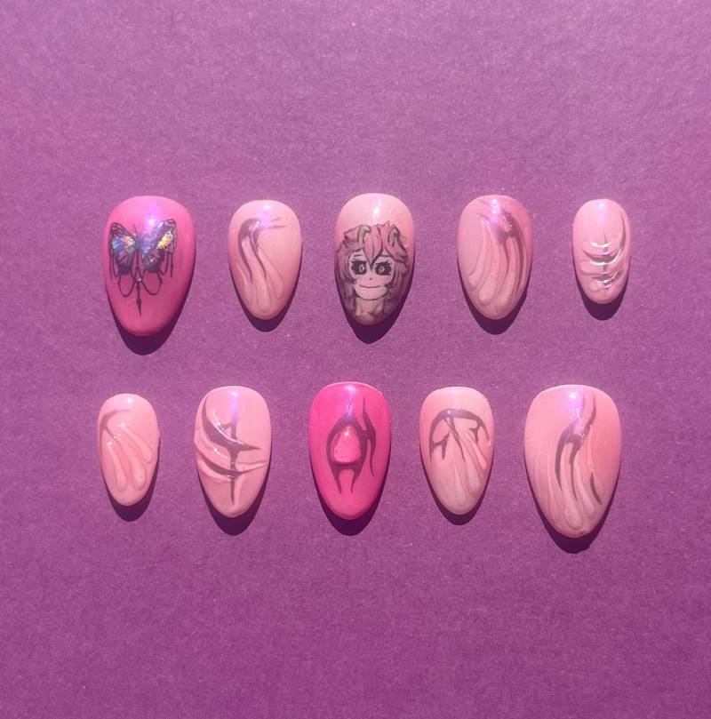 Mina Ashido Presse Auf Nagelset, My Held Academia von HibouNails