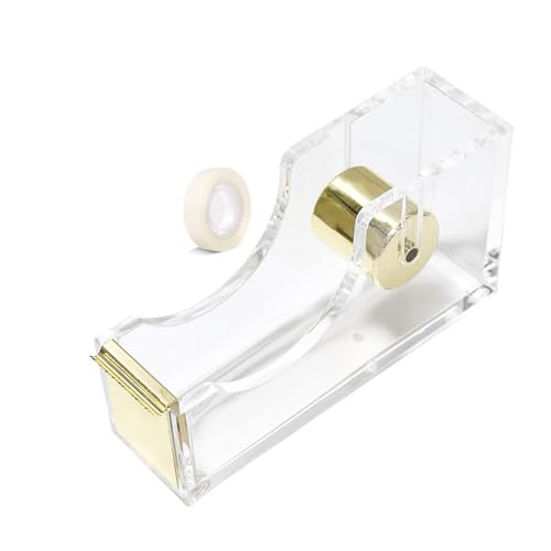 Hibucuo Klebebandspender, Transparent Acrylic Klebebändabroller, Clear Klebeband-Spender, Tape Schneider, Tape Cutter Desktop Schreibwaren, Rutschfest, Einfache Handhabung von Hibucuo