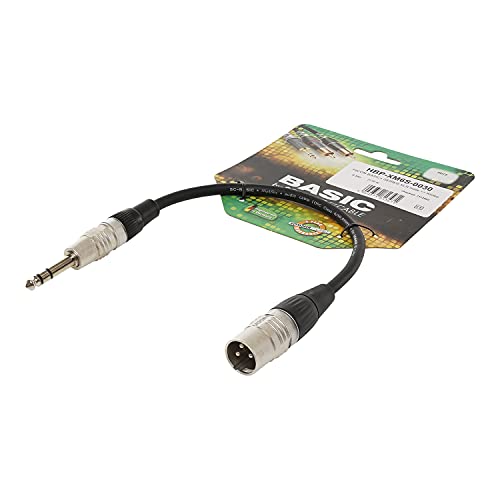 Sommer Cable Basic+ 30cm Audioadapter XLR Stecker 3-pinl auf 1x Klinke 6,3mm Stecker 3-pol Patch Pedal Instrument Kurzkabel 0,3m | HBP-XM6S-0030 von Hicon