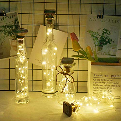 Hidyliu 1/6 Stück Solar Flaschen Licht 20 LEDs 2M Solar Lichterkette LED Diamant Lichterketten Stimmungslichter Solar Weinflasche Kupferdraht Flasche DIY Dekor, Ohne Flaschen von Hidyliu