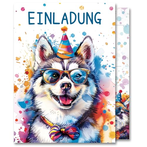 Hierein Aquarell Welpe Einladungskarten für Geburtstag und Party, Coole Kindergeburtstag Einladungskarten, Einladungskarten Geburtstag Mädchen Junge, Party Geburtstagseinladungen und Anderen Feiern von Hierein