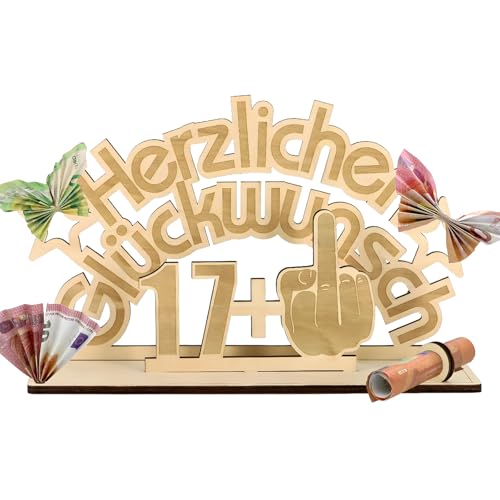 Hierein Originelle 18. Geburtstag Geldgeschenke Holz Schild Gästebuch, Lustig Geldgeschenke Geburtstag 17+1 Geburtstag Deko, Coole Geschenkideen zum 18. Geburtstag für Frauen,Männer, Freunde von Hierein